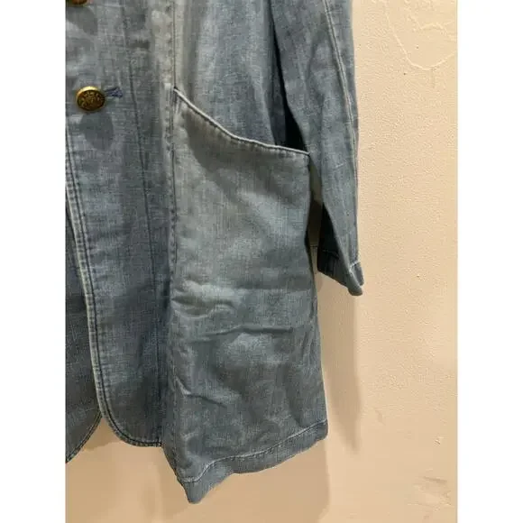 J.Jill Denim Linen Blend Military style Duster In Sequoia Wash Size M MSRP: $139 - Picture 11 of 11